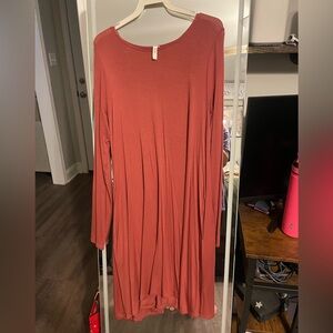 Rusty Orange A-Line Knee-Length Dress